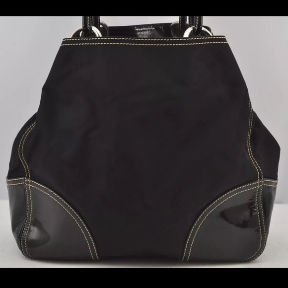 PRADA Black Vintage Nylon Tessuto Enamel Shoulder Tote Bag | Preloved 🖤🖤 - Picture 3 of 16